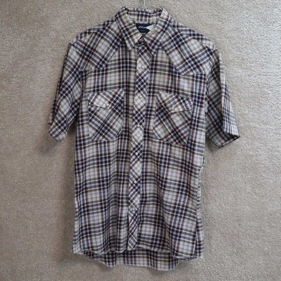 Wrangler VTG  Women Button Down Lot of 2 Shirts Pearl Snap Short Sleeve Plaid M - Picture 6 of 16